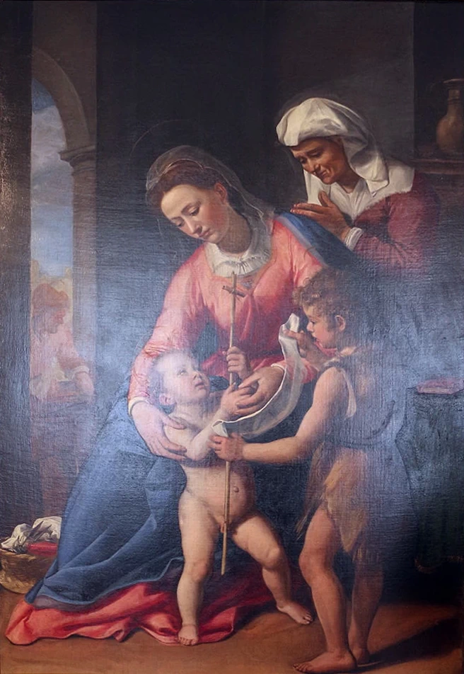 La Sacra Famiglia con santi giovannino ed elisabetta